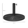 Suport pentru umbrela 38-48 mm, rotund, HDPE, imitatie ratan, negru, 45×33 cm