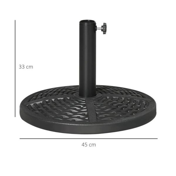 Suport pentru umbrela 38-48 mm, rotund, HDPE, imitatie ratan, negru, 45×33 cm
