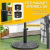 Suport pentru umbrela 38-48 mm, rotund, HDPE, imitatie ratan, negru, 45×33 cm