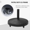 Suport pentru umbrela 38-48 mm, cu roti, rotund, HDPE, imitatie ratan, negru, 52×41 cm