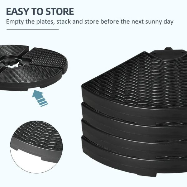 Suport pentru umbrela cu articulatie tip banana, set 4 elemente, HDPE, negru, 100×8 cm