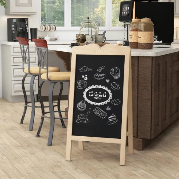 Tabla magnetica cu stergere uscata, afisaj restaurant, neagra, 8 markere, 6 sabloane, 51x42x101 cm