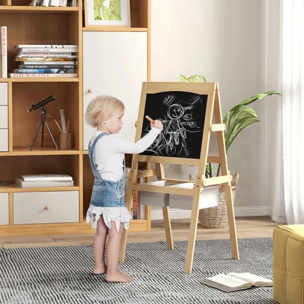 Tabla tip sevalet pentru desen/pictura, cu 2 fete, 3 in 1, 2 compartimente, 58×50.5×109 cm