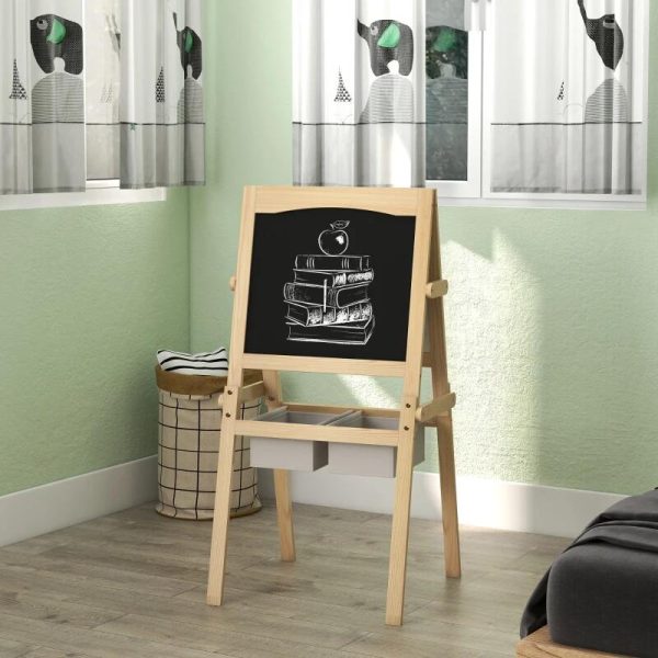 Tabla tip sevalet pentru desen/pictura, cu 2 fete, 3 in 1, 2 compartimente, 58×50.5×109 cm