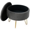 Taburet, rotund, cu spatiu depozitare, catifea, gri grafit, max 80 kg, 38x33 cm, Caro, Akord