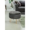 Taburet, rotund, cu spatiu depozitare, catifea, gri grafit, max 80 kg, 38×33 cm, Caro, Akord