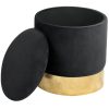 Taburet, rotund, cu spatiu depozitare, catifea, negru, max 80 kg, 39×40 cm, Golden, Akord