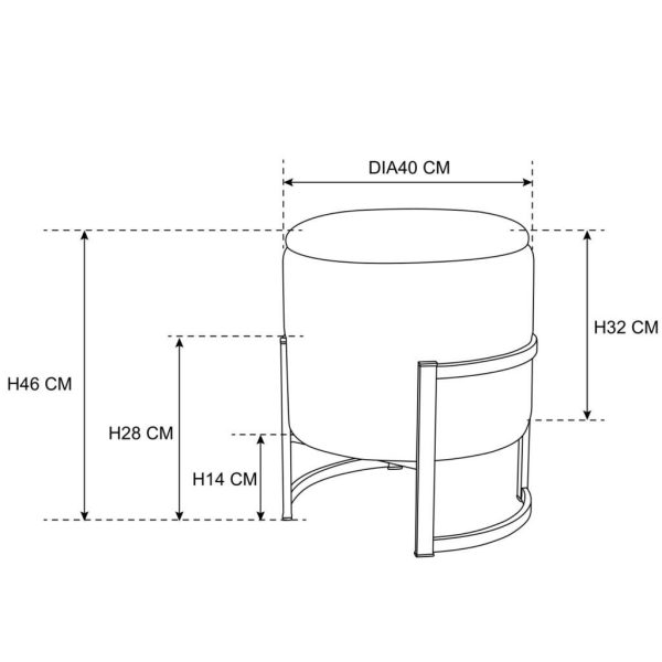Taburet, rotund, cu spatiu depozitare, catifea, negru, max 80 kg, 40×46 cm, Porto, Akord