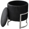 Taburet, rotund, cu spatiu depozitare, catifea, negru, max 80 kg, 40×46 cm, Porto, Akord