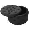 Taburet, rotund, cu spatiu depozitare, catifea, negru, max 80 kg, 55×30 cm, Alia, Akord