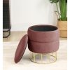 Taburet, rotund, cu spatiu depozitare, catifea, roz, max 80 kg, 37×42 cm, Elza, Akord