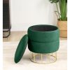 Taburet, rotund, cu spatiu depozitare, catifea, verde, max 80 kg, 37×42 cm, Elza, Akord