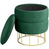 Taburet, rotund, cu spatiu depozitare, catifea, verde, max 80 kg, 37×42 cm, Elza, Akord