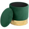 Taburet, rotund, cu spatiu depozitare, catifea, verde, max 80 kg, 39×40 cm, Golden, Akord
