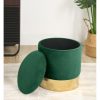 Taburet, rotund, cu spatiu depozitare, catifea, verde, max 80 kg, 39×40 cm, Golden, Akord