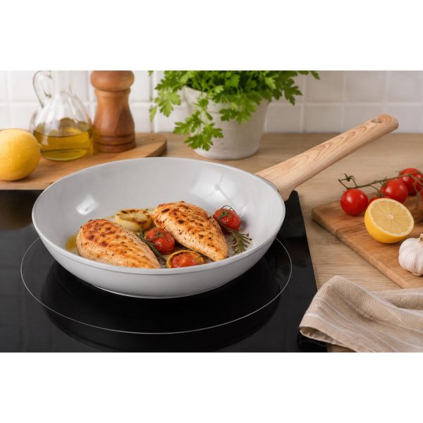 Tigaie ceramica cu maner lemn, rotunda, 26 cm, MagicHome Harmony