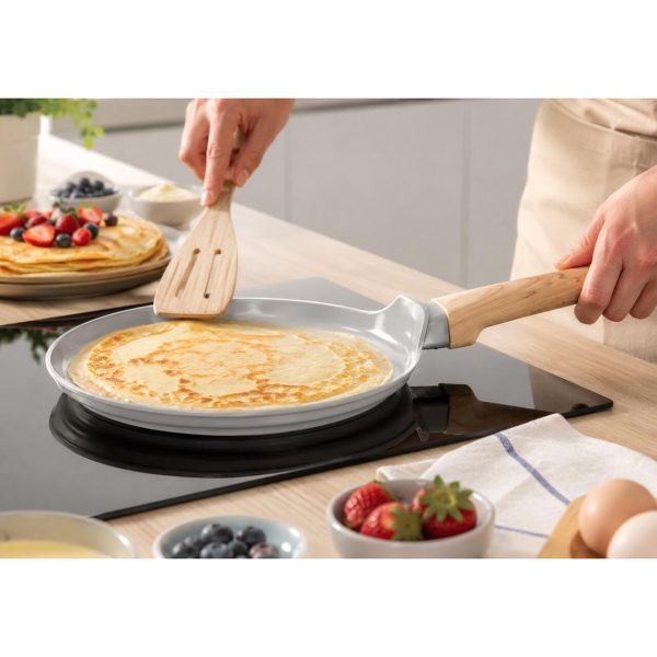 Tigaie clatite, ceramica, maner lemn, 24 cm, MagicHome Harmony