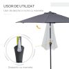 Umbrela gradina/terasa, stalp aluminiu, cu inclinatie, manivela, gri inchis, 270 cm
