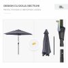 Umbrela gradina/terasa, stalp aluminiu, cu inclinatie, manivela, gri inchis, 270 cm