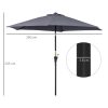 Umbrela gradina/terasa, stalp aluminiu, cu inclinatie, manivela, gri inchis, 270 cm