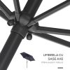 Umbrela gradina/terasa, stalp aluminiu, cu inclinatie, manivela, gri inchis, 270 cm