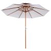 Umbrela gradina/terasa, acoperis dublu pentru ventilatie, stalp lemn, alb, 265 cm