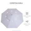 Umbrela gradina/terasa, acoperis dublu pentru ventilatie, stalp lemn, alb, 265 cm