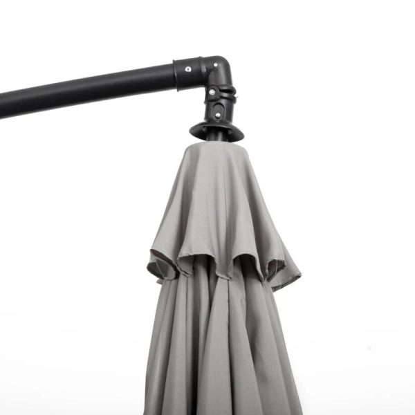 Umbrela gradina/terasa, articulatie tip banana, cu manivela, gri, 296 cm