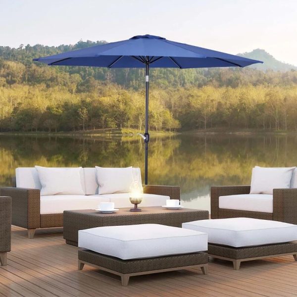 Umbrela gradina/terasa, cu inclinatie, manivela, albastru, 300 cm