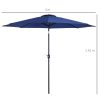 Umbrela gradina/terasa, cu inclinatie, manivela, albastru, 300 cm
