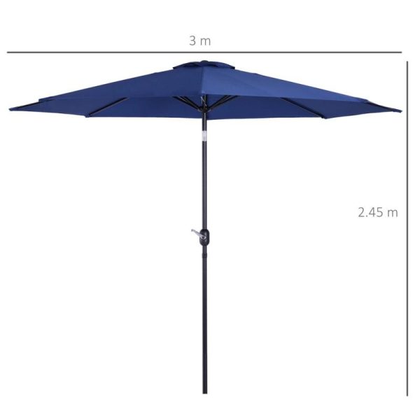 Umbrela gradina/terasa, cu inclinatie, manivela, albastru, 300 cm