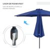 Umbrela gradina/terasa, cu inclinatie, manivela, albastru, 300 cm