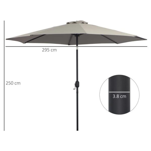 Umbrela gradina/terasa, cu inclinatie, manivela, gri, 300 cm