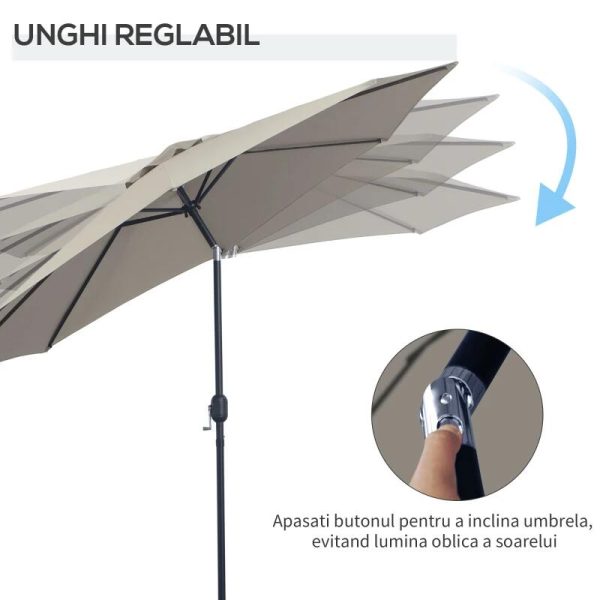 Umbrela gradina/terasa, cu inclinatie, manivela, gri, 300 cm