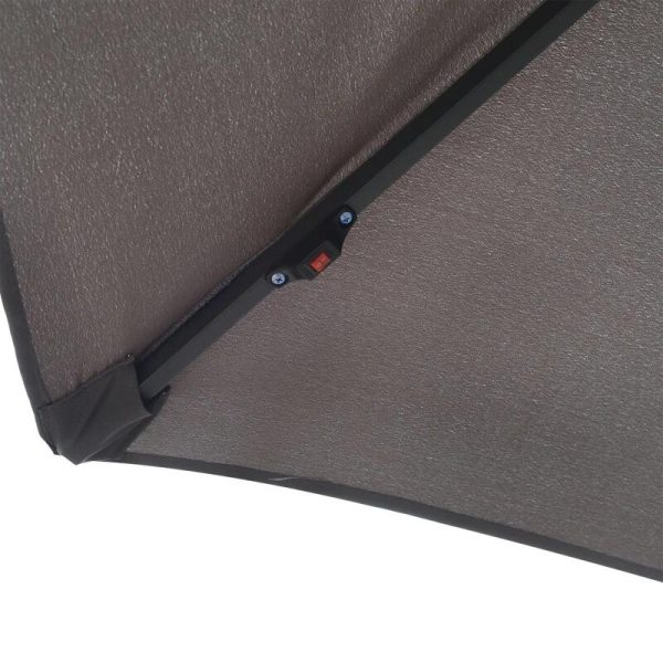 Umbrela gradina/terasa cu panou solar, iluminare LED, articulatie tip banana, manivela, gri, 295 cm