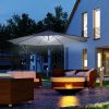 Umbrela gradina/terasa cu panou solar, iluminare LED, articulatie tip banana, manivela, gri, 295 cm