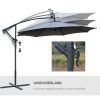 Umbrela gradina/terasa cu panou solar, iluminare LED, articulatie tip banana, manivela, gri, 295 cm