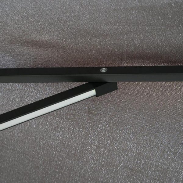 Umbrela gradina/terasa cu panou solar, iluminare LED, articulatie tip banana, manivela, gri, 295 cm
