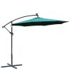 Umbrela gradina/terasa cu panou solar, iluminare LED, articulatie tip banana, manivela, verde, 295 cm