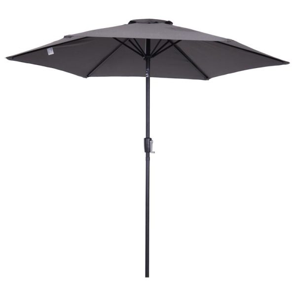 Umbrela gradina/terasa, stalp aluminiu, cu inclinatie, manivela, gri inchis, 270 cm
