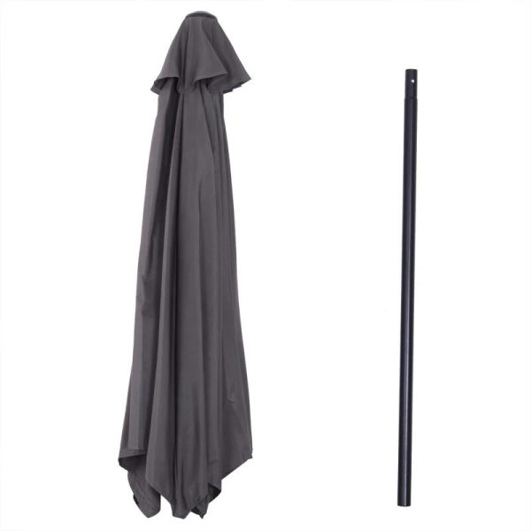 Umbrela gradina/terasa, stalp aluminiu, cu inclinatie, manivela, gri inchis, 270 cm