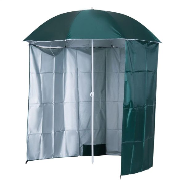 Umbrela plaja cu parasolar, 2 contragreutati, verde inchis, 200 cm
