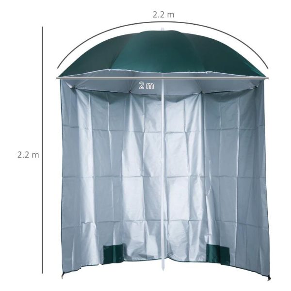 Umbrela plaja cu parasolar, 2 contragreutati, verde inchis, 200 cm