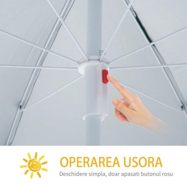 Umbrela plaja cu parasolar, 2 contragreutati, verde inchis, 200 cm