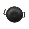 Vas de fonta tip Wok cu capac de lemn, 36.5×10 cm, Perfect Home