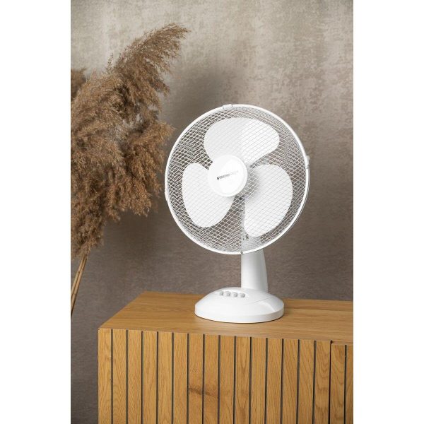 Ventilator de masa, 45 W, 2 viteze, elice 30 cm, functionare silentioasa, 34×48 cm, alb, Strend Pro