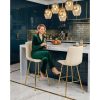 Set 2 scaune de bucatarie/bar, Artool, Libra, catifea bej deschis, picioare metal auriu, 52x56x112 cm