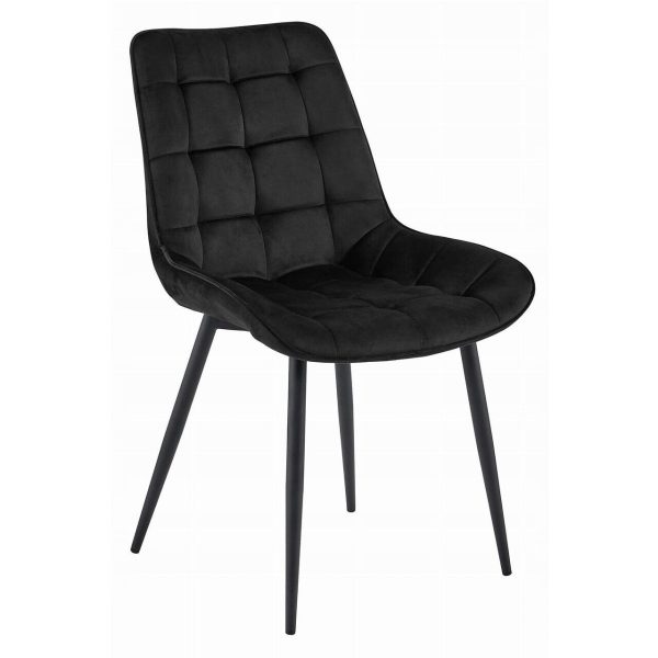 Set 4 scaune bucatarie/living, Artool, Bera, catifea neagra, picioare metal negru, 54x60x88 cm