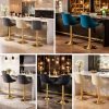 Scaun de bucatarie/bar, Artool, Kast, rotativ, catifea bleumarin, picior metal auriu, 45.5x49x85-105 cm