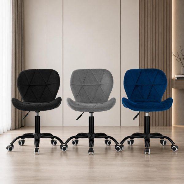 Scaun de birou, Artool, Noto, catifea, negru, 53.5×57.5×74-86 cm